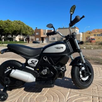 MOTO ELÉCTRICA NIÑOS Ducati Scrambler Style 12V, negra - IND21-ZTD307-NEGRO